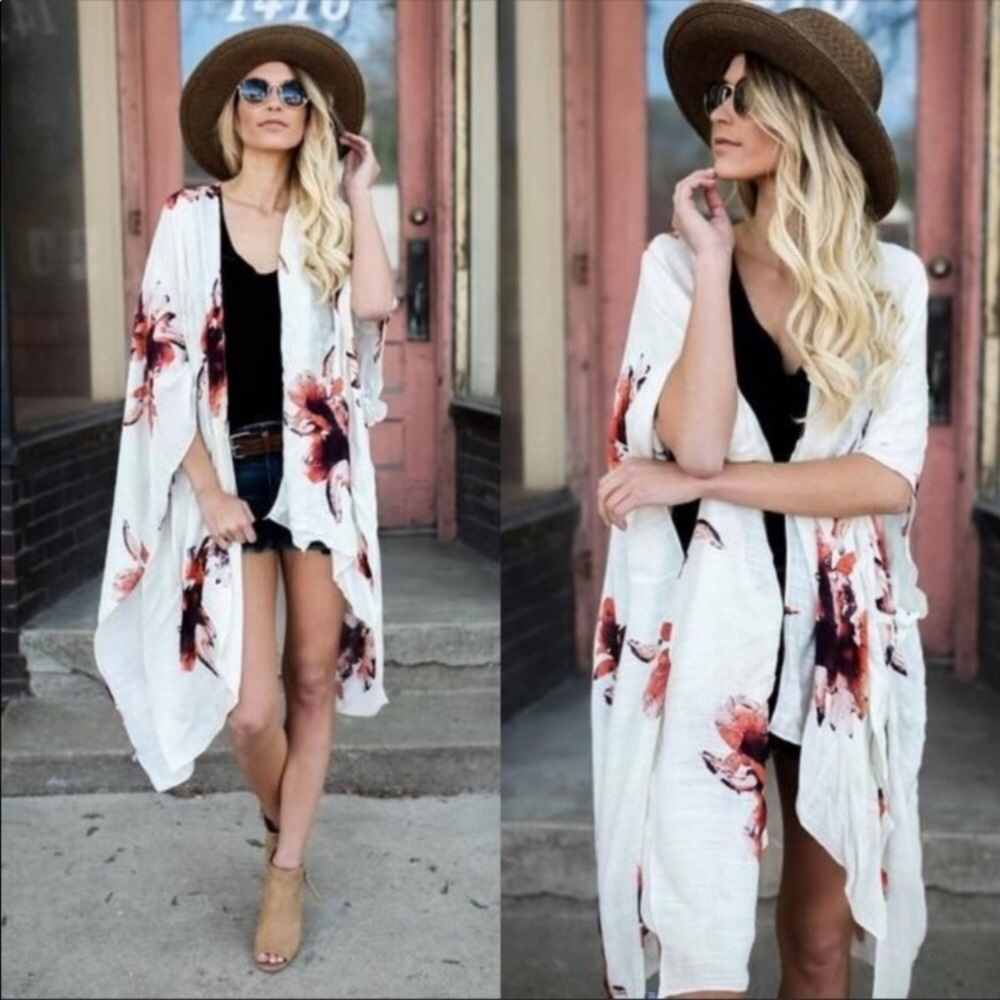New! Ivory Floral Kimono - Picture 2 of 11